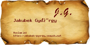 Jakubek György névjegykártya
